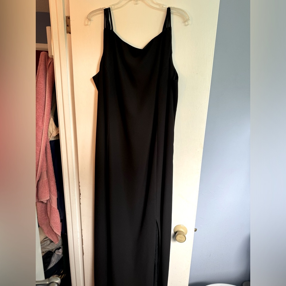 Black formal dress with sexy slit up left leg
